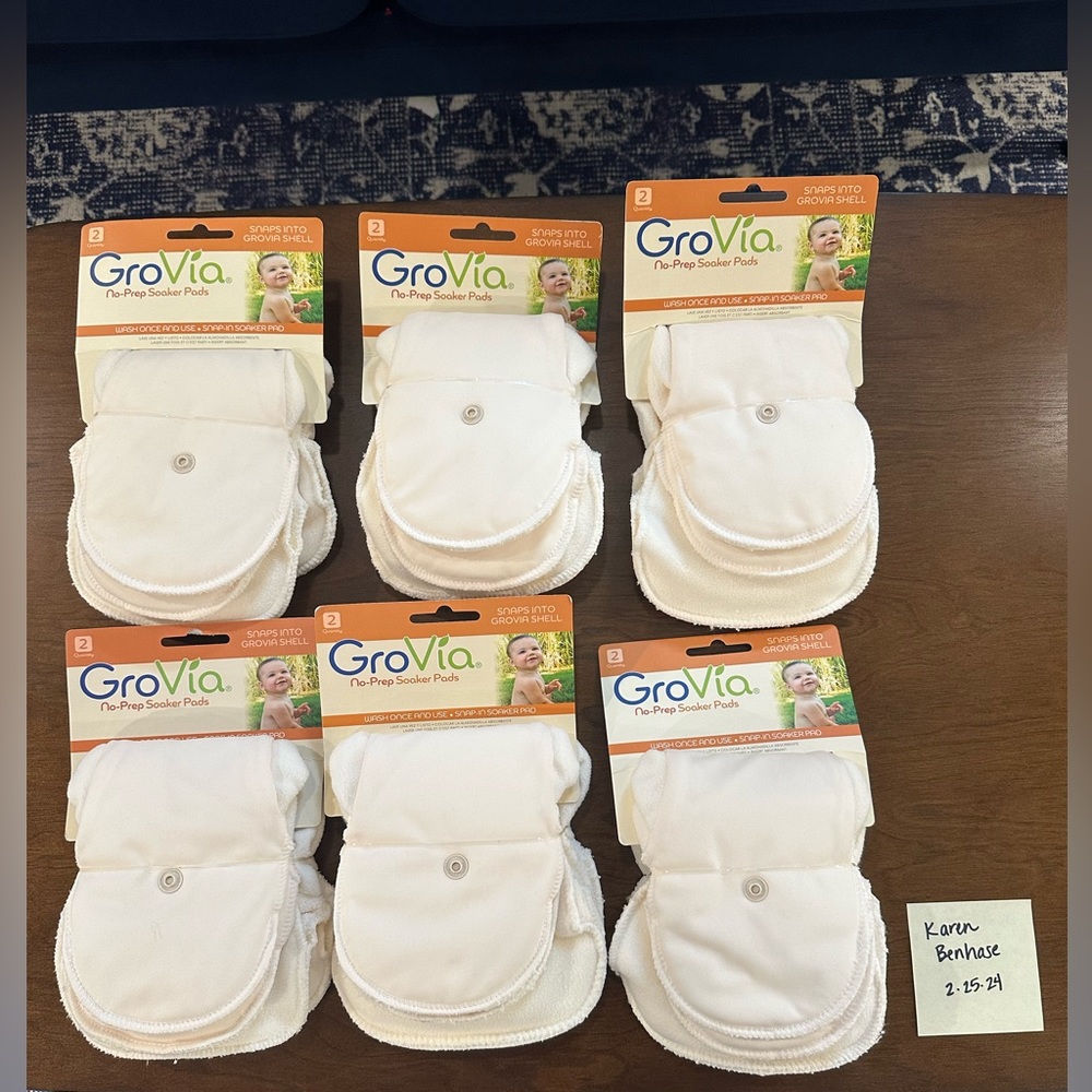 GroVia No-Prep Soaker Pads *NEW* 6 packs of 2 (12 pads total)